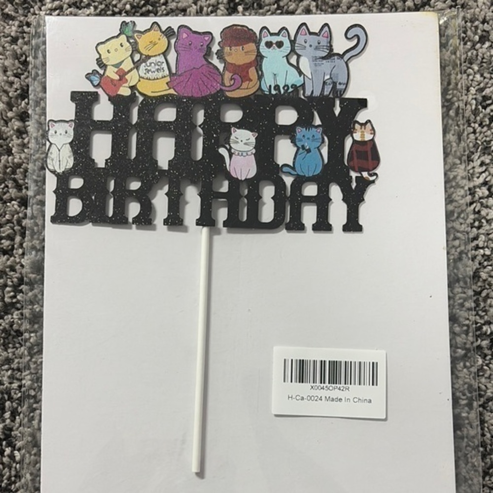 Happy Birthday Cat Cake Topper